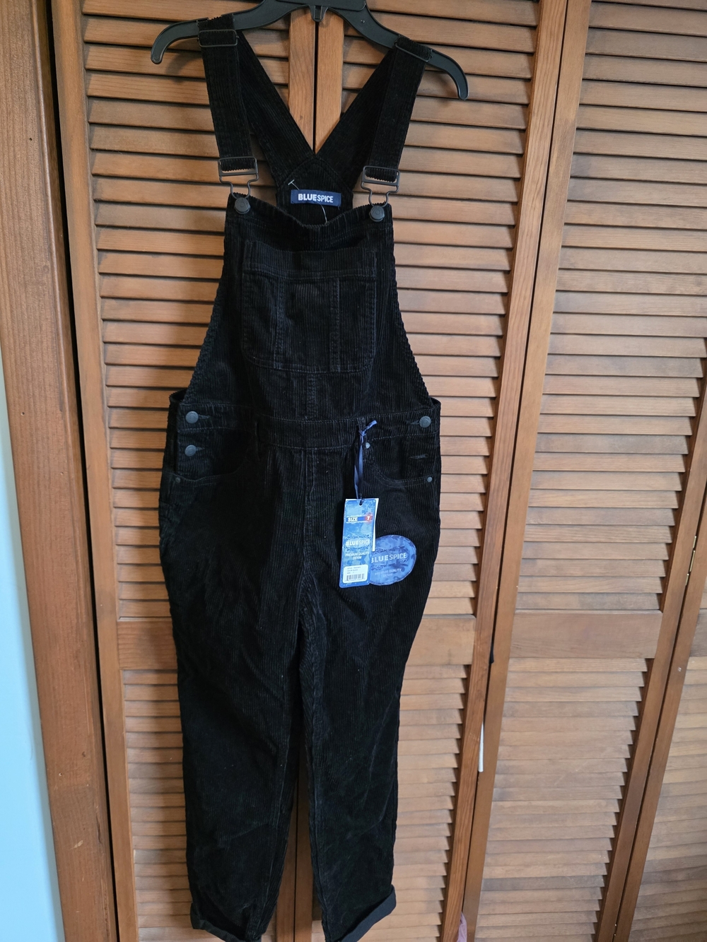Blue Spice Black Corduroy Bib Overalls JUNIORS SIZE 7